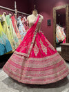 Rani Pink Unstitched Bridal Lehenga with Heavy Zari Embroidery