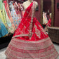 Red Unstitched Bridal Lehenga with Heavy Zari Embroidery
