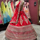 Red Unstitched Bridal Lehenga with Heavy Zari Embroidery