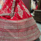 Red Unstitched Bridal Lehenga with Heavy Zari Embroidery