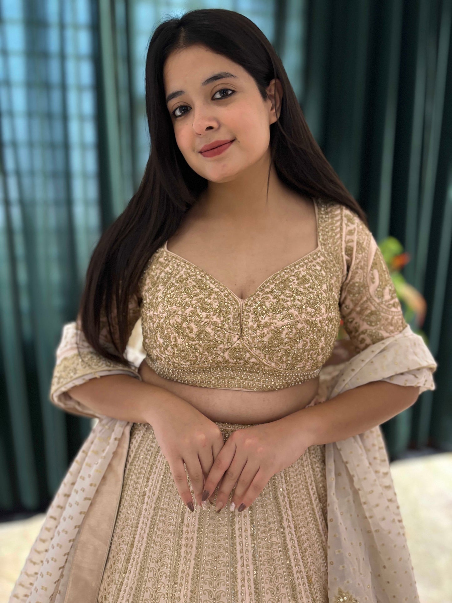 Designer Lehenga with Handcrafted Zari & Floral Embellishments