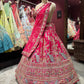 Rani Pink Unstitched Bridal Lehenga with Peacock Zari Embroidery