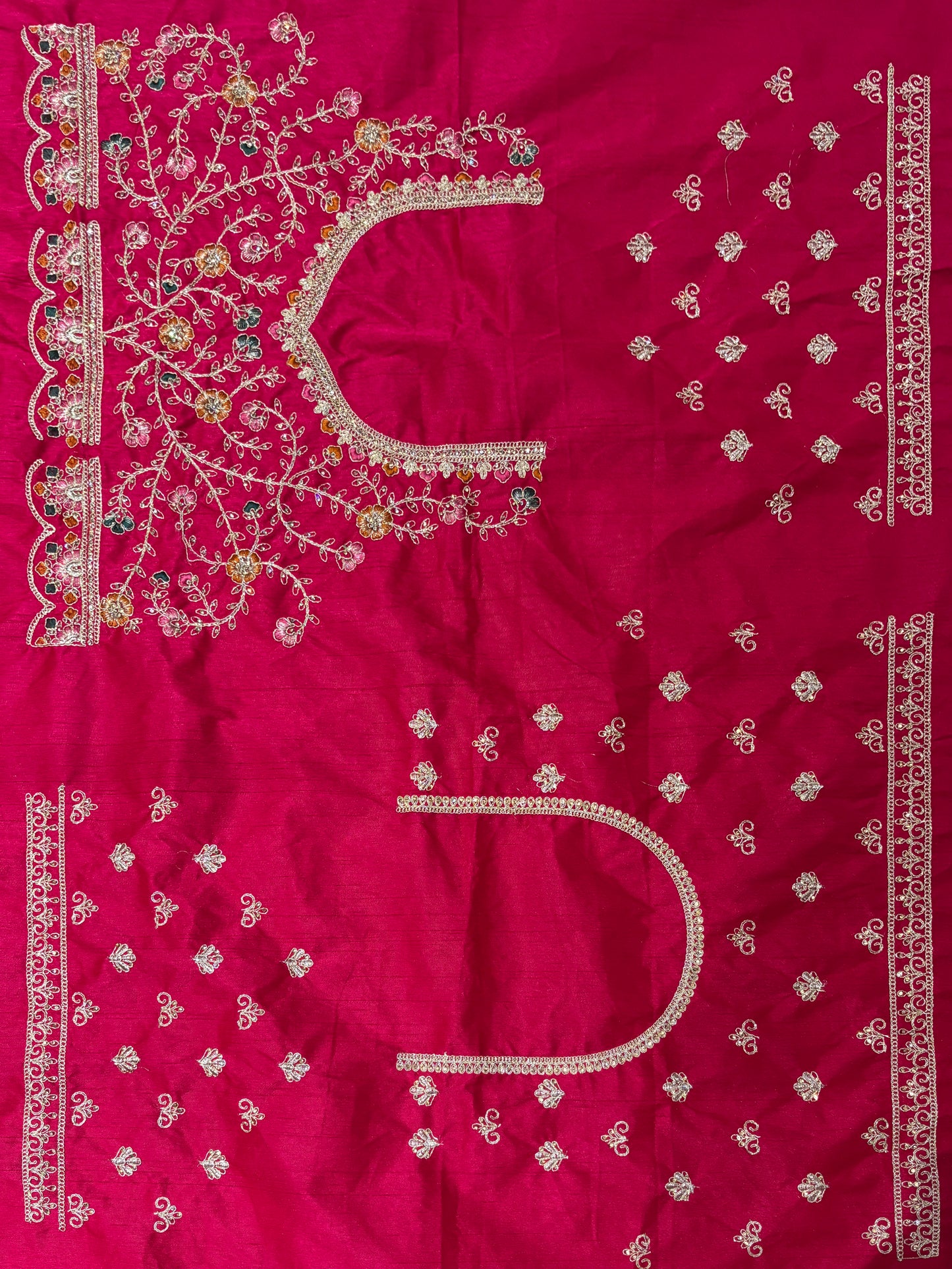 Rani Pink Unstitched Bridal Lehenga with Peacock Zari Embroidery