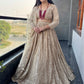 Champagne Gold Sequin Lehenga with Floral Embroidered Dupatta