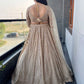 Champagne Gold Sequin Lehenga with Floral Embroidered Dupatta