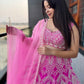Designer Rose Quartz Embroidered Silk Lehenga with Pearl Work