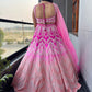 Designer Rose Quartz Embroidered Silk Lehenga with Pearl Work