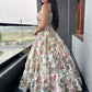 Bloom V-Neck Lehenga Set in Floral Printed Embroidered Borders