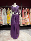 Purple Pre-Draped Saree with Hand-Embellished Designer Blouse