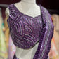 Purple Pre-Draped Saree with Hand-Embellished Designer Blouse