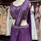 Purple Pre-Draped Saree with Hand-Embellished Designer Blouse