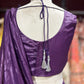 Purple Pre-Draped Saree with Hand-Embellished Designer Blouse
