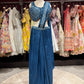 Teal Blue Pre-Draped Saree with Hand-Embellished Designer Blouse