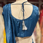 Teal Blue Pre-Draped Saree with Hand-Embellished Designer Blouse