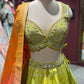 Lime Yellow & Orange Banarasi Silk Lehenga with Designer Dupatta