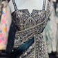 Teal Green Designer Saree with Heavy Gold Embroidered Border and Matching Blouse