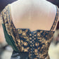 Teal Green Designer Saree with Heavy Gold Embroidered Border and Matching Blouse
