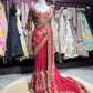 Red Designer Saree with Heavy Gold Floral Embroidery and Matching Blouse