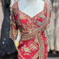 Red Designer Saree with Heavy Gold Floral Embroidery and Matching Blouse