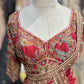 Red Designer Saree with Heavy Gold Floral Embroidery and Matching Blouse