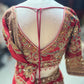 Red Designer Saree with Heavy Gold Floral Embroidery and Matching Blouse