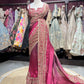 Designer Saree with Heavy Gold Embroidered Border and Matching Blouse