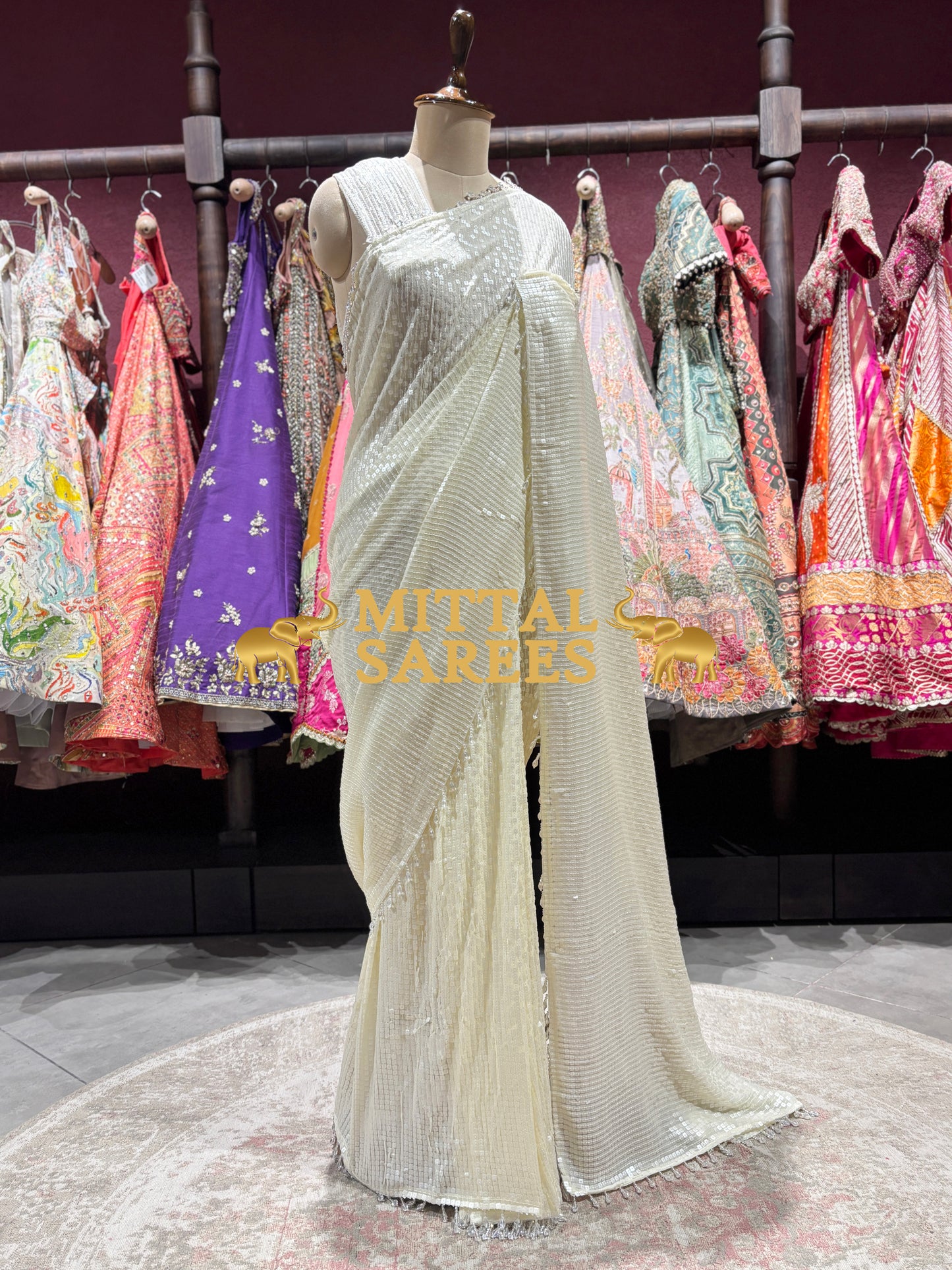 Elegant Sequin Handwork Party Wear Saree