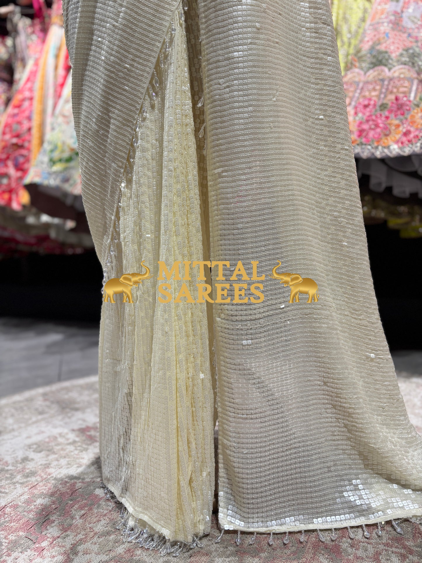 Elegant Sequin Handwork Party Wear Saree