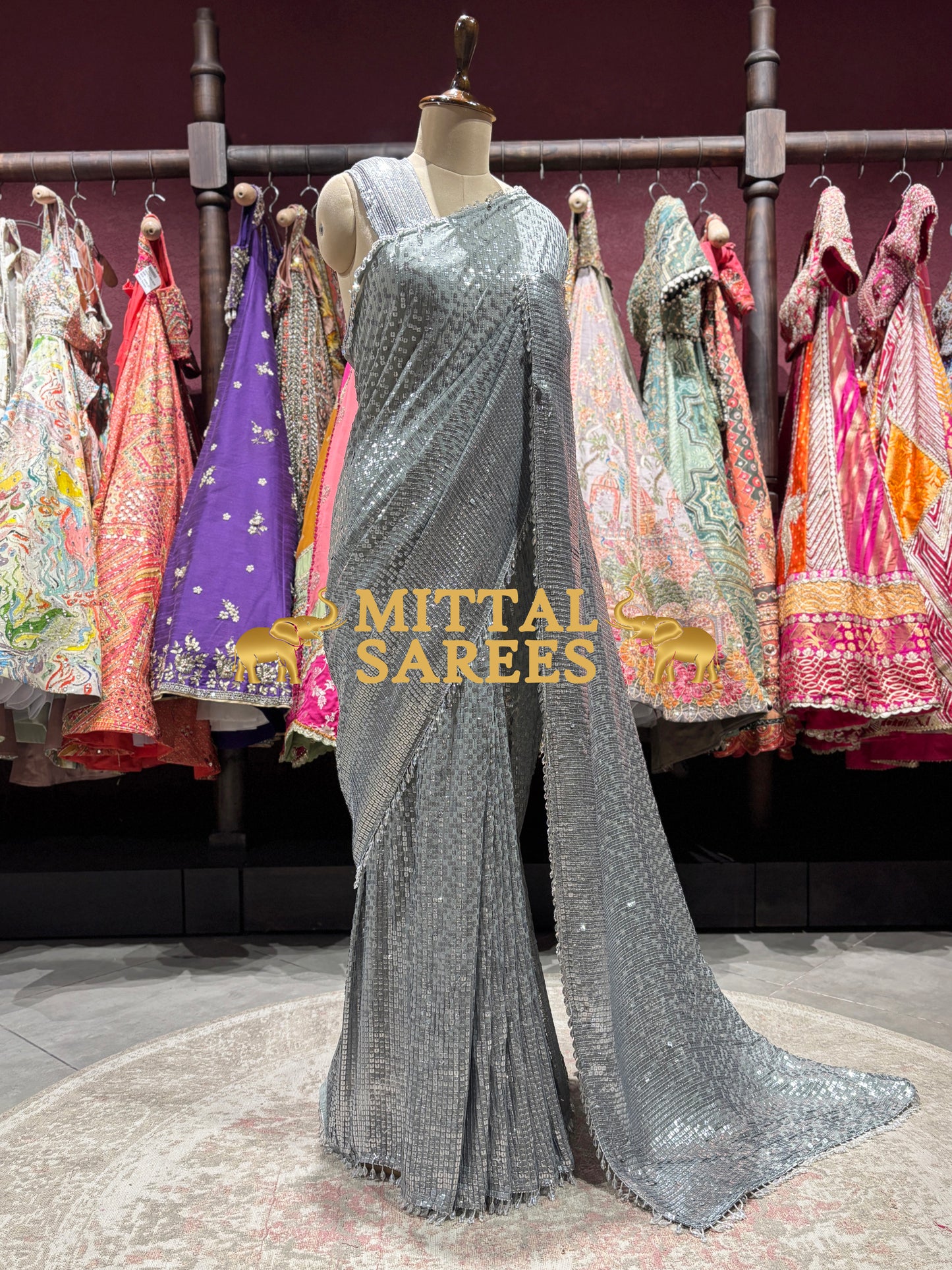 Luxury Sequin Designer Party Wear Saree