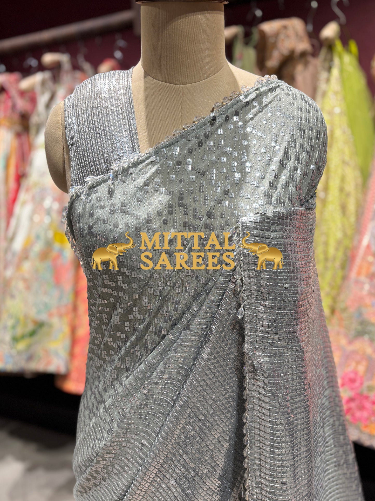 Luxury Sequin Designer Party Wear Saree