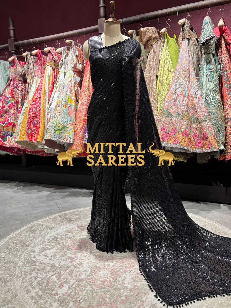 Glamorous Sequin Evening Designer Saree