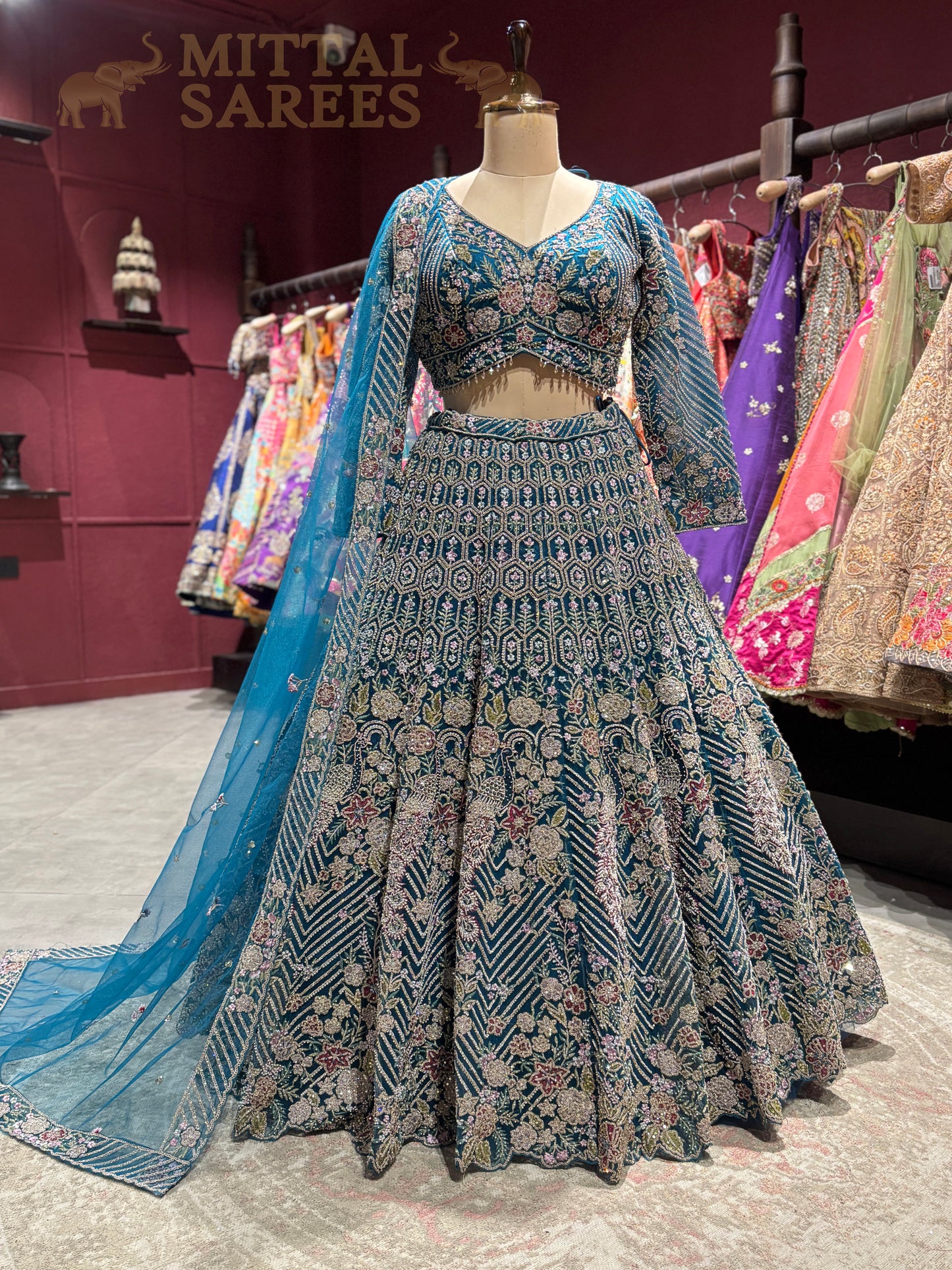 Teal Heavy Embroidered Bridal Lehenga with Dupatta Set 2026!