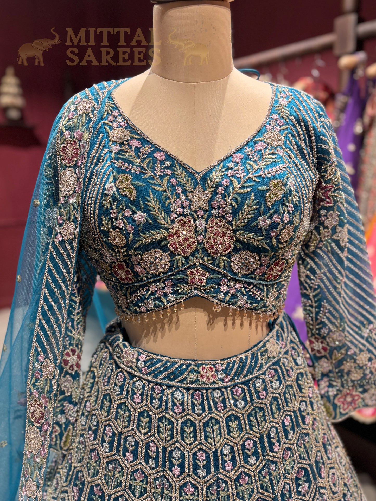 Teal Heavy Embroidered Bridal Lehenga with Dupatta Set 2026!