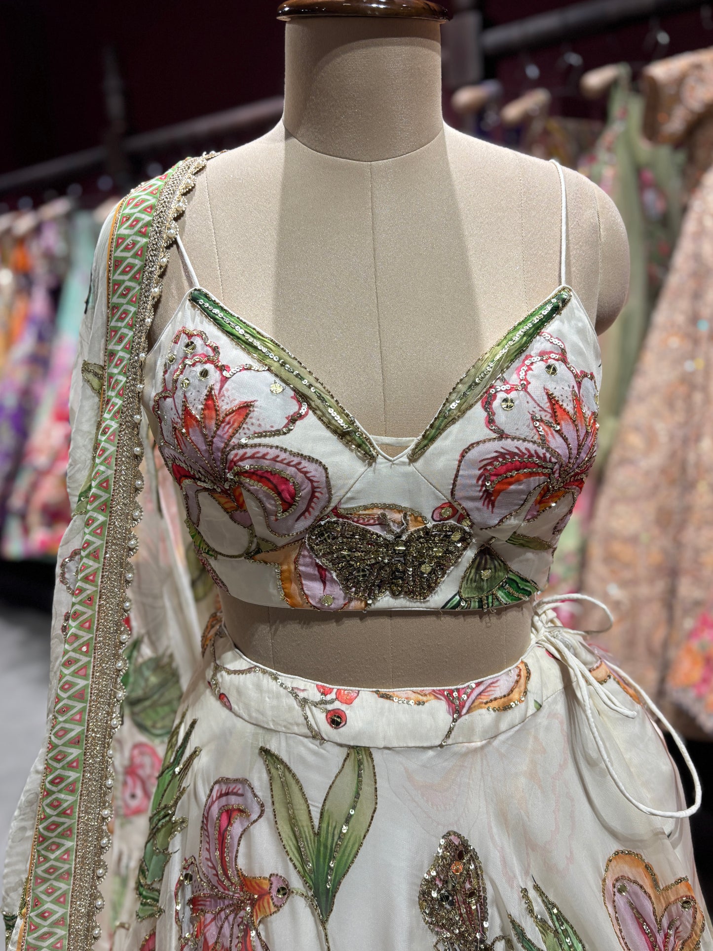 Floral Garden Designer Lehenga With Artistic Embroidery Work