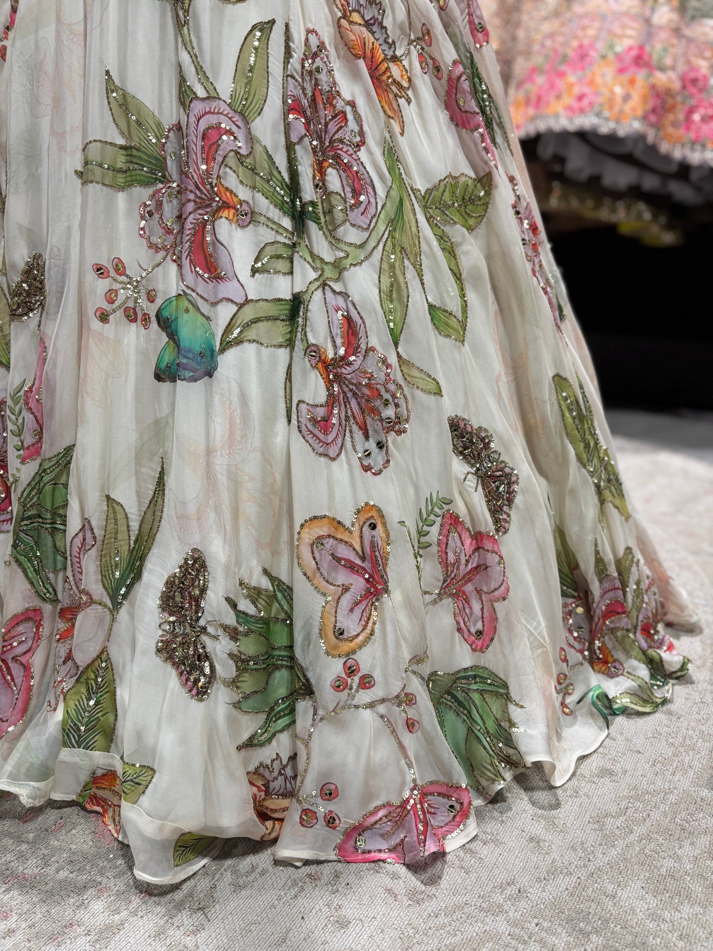 Floral Garden Designer Lehenga With Artistic Embroidery Work