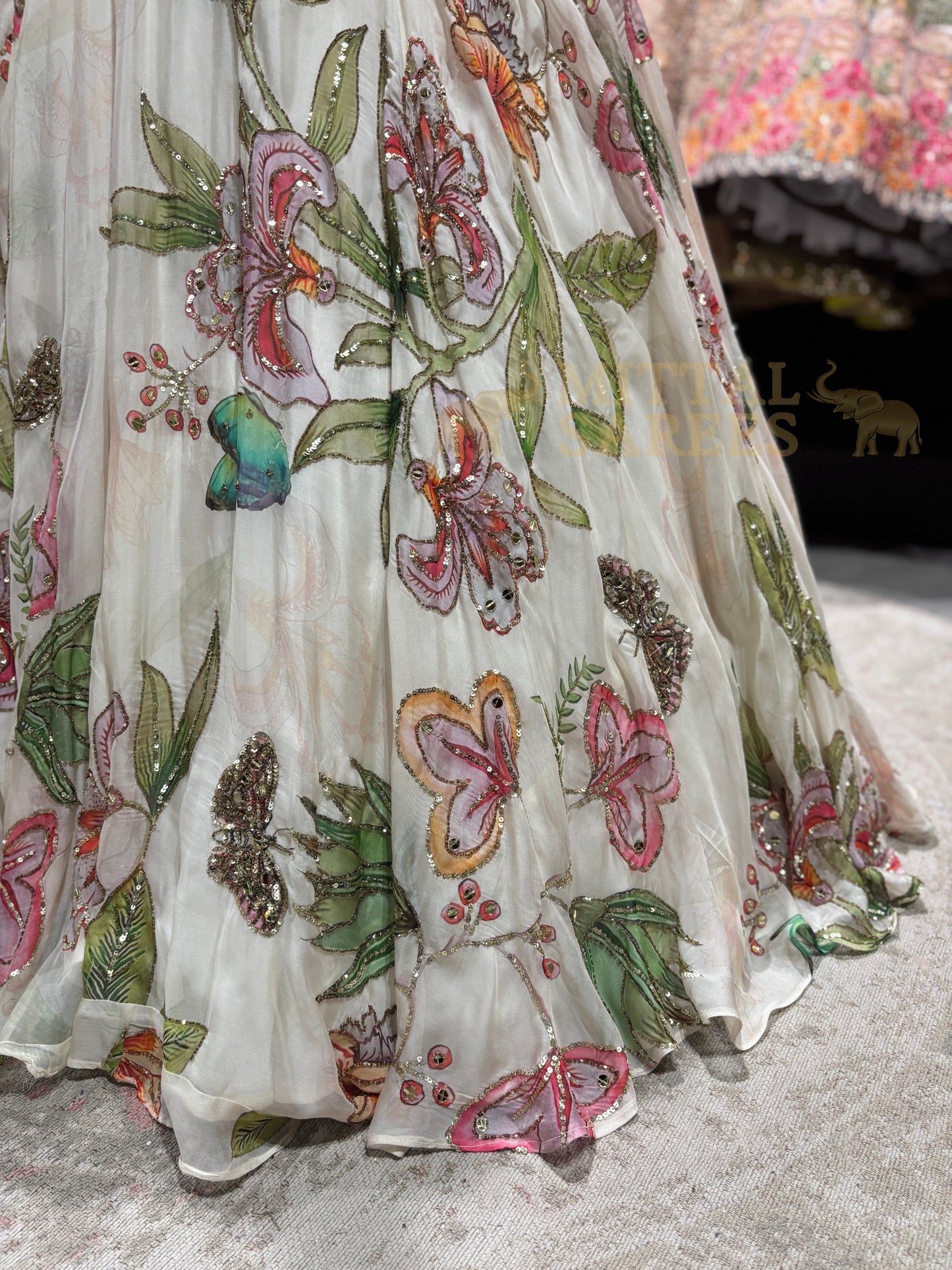 Ivory Floral Embroidered Bridal Lehenga with Dupatta