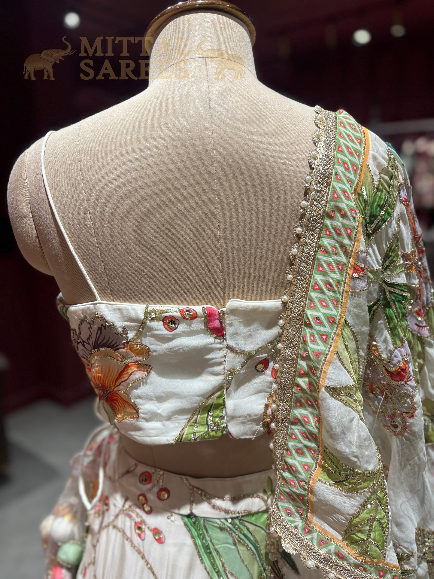 Ivory Floral Embroidered Bridal Lehenga with Dupatta