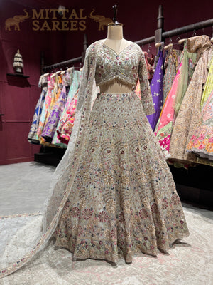 Champagne Gold Heavy Embroidered Bridal Lehenga Set