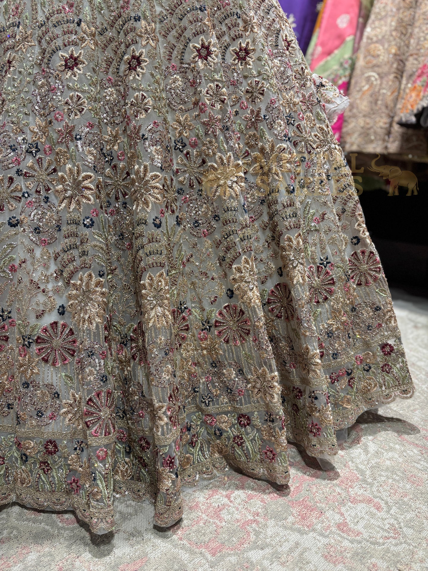 Champagne Gold Heavy Embroidered Bridal Lehenga Set