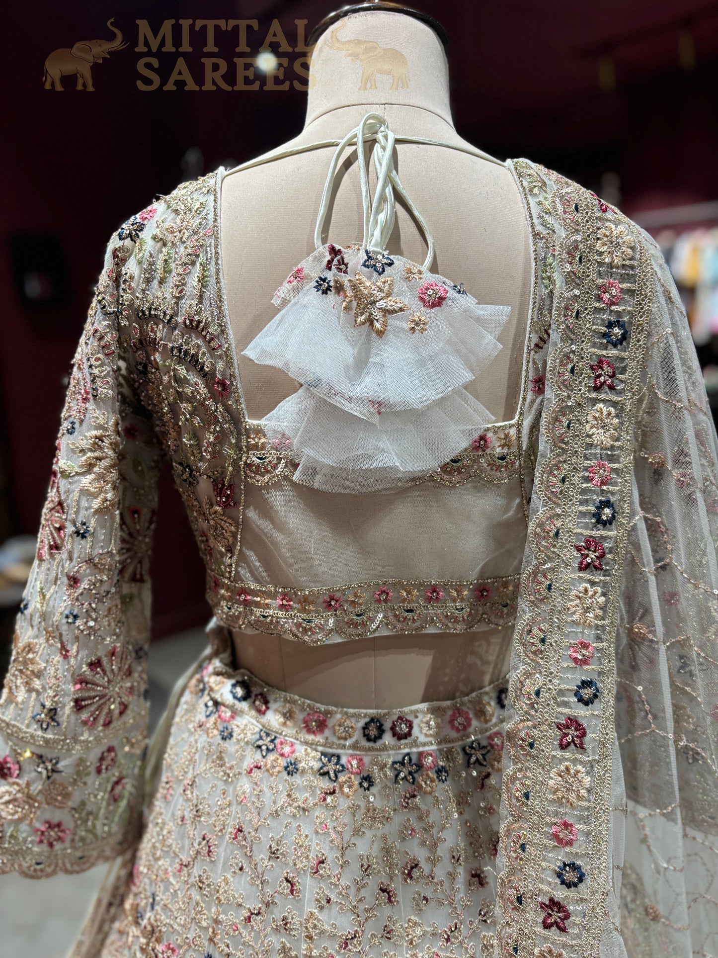 Champagne Gold Heavy Embroidered Bridal Lehenga Set