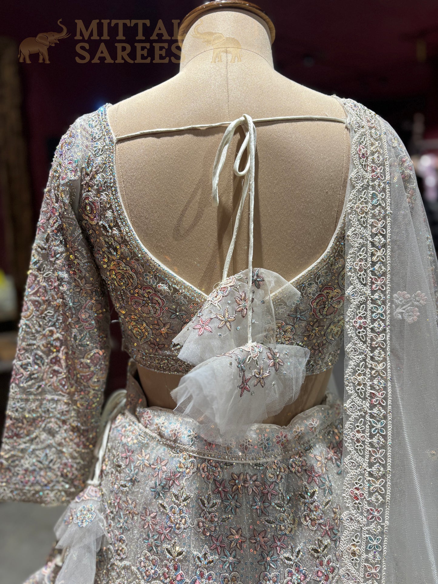 Silver Grey Heavy Embroidered Bridal Lehenga Set