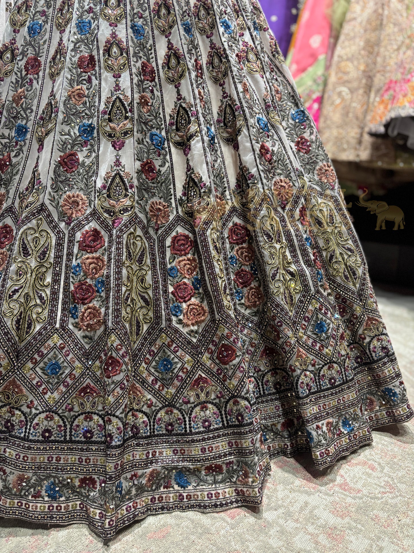 Ivory Multicolour Embroidered Bridal Lehenga Set