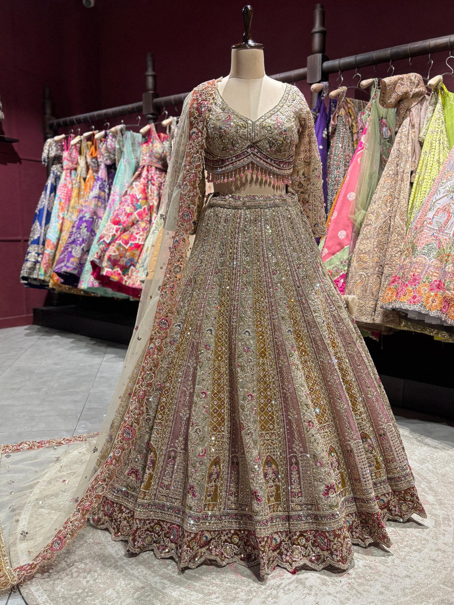 Heritage Mughal Garden Embroidered Lehenga Ensemble Design