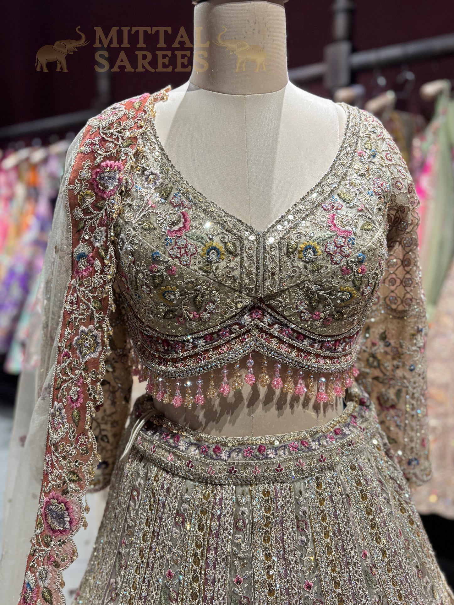 Multicolour Zari Embroidered Bridal Lehenga Set