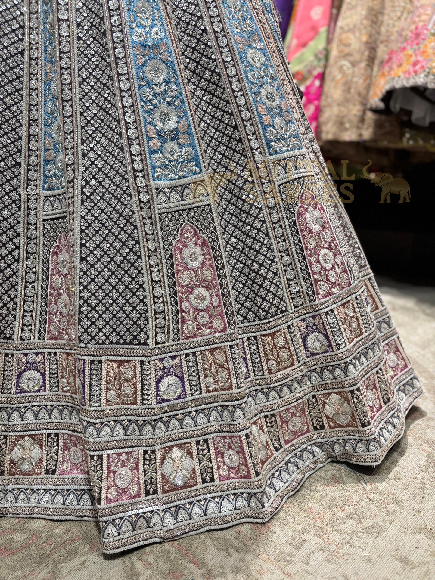 Pastel Multicolour Embroidered Bridal Lehenga Set