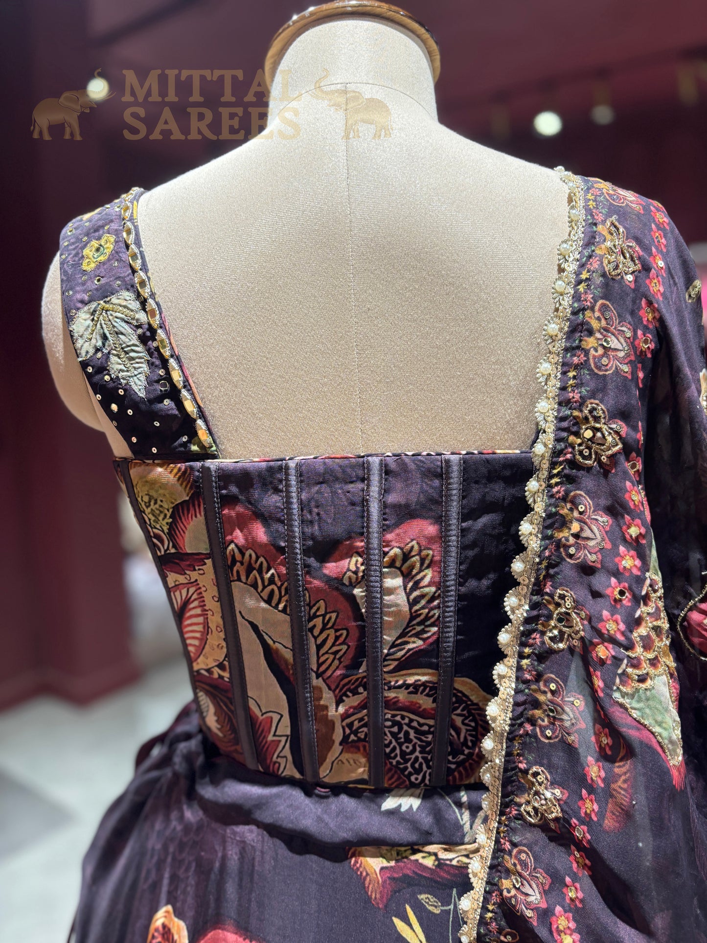 Black Floral Printed Designer Lehenga with Dupatta