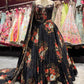 Black Floral Printed Party Wear Lehenga Set