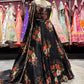 Black Floral Printed Party Wear Lehenga Set