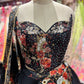 Black Floral Printed Party Wear Lehenga Set
