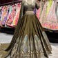 Olive Green Zari Embroidered Bridal Lehenga Set